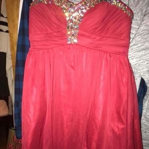 Red above the knee formal dress